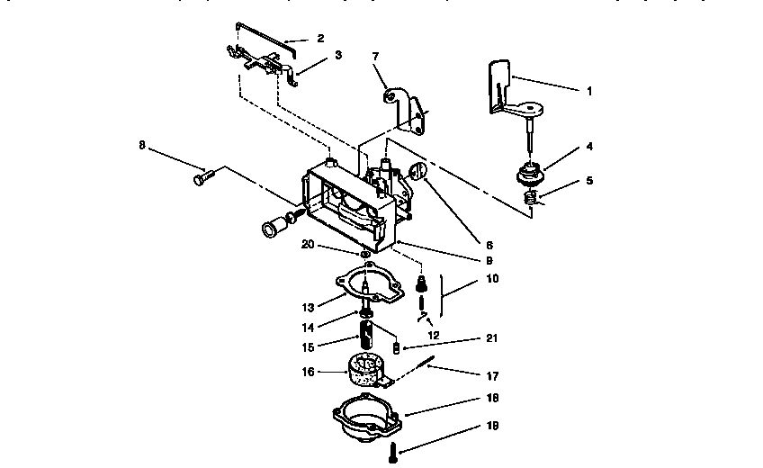 Carburetor Assembly Diagram and Parts List for 10314 6900001 AND UP Lawn Boy Lawn Mower